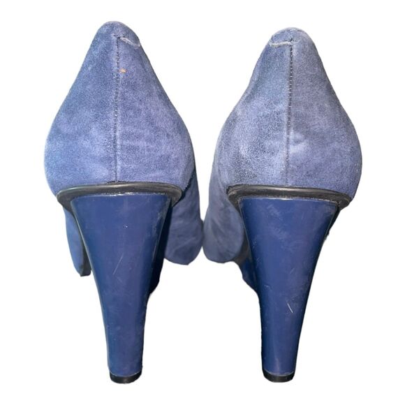 Blue Wedge Patent Leather & Suede Heel - Picture 2 of 4